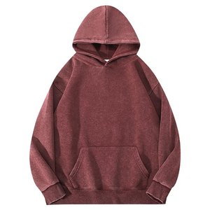 Sweat à capuche en coton vintage décontracté pour hommes Couleur unie 2025 Sweat-shirt avec fermeture à glissière Technique délavée pour la saison d'hiver - Product Image 1