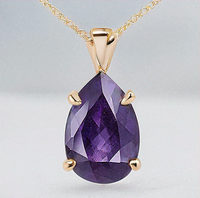Collier de pierres précieuses violettes Goutte d'eau pour femmes Colliers pendentifs en améthyste naturelle de luxe Bijoux
