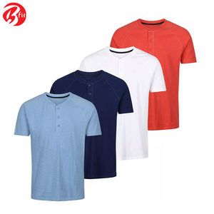 T-shirts d'été pour hommes de style bouton Meilleures ventes Hauts à col rond unis Conception formelle T-shirts pour hommes 100% coton - Product Image 5