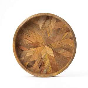 Plateau de service rond jetable en bois de noyer avec couleur personnalisée et design gravé pour les mariages, les hôtels, les restaurants, les fêtes - Product Image 6