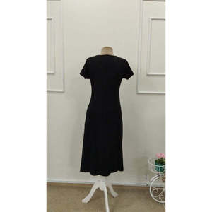 Women's Short-Sleeved V-Neck Midi <b>Viscose</b> <b>Dress</b> with Decorative Pocket Detail, 32847 - Product Image 6
