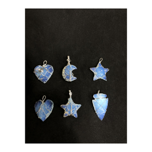 Pendentif en forme de croissant et d'étoile d'opalite vintage de haute qualité en gros - Product Image 4