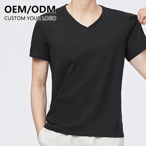Camiseta de algodón 100% de alta calidad con cuello en V para hombre, tela de lona ODM blanca con estampado de logotipo personalizado básico Muscle Fit - Product Image 2