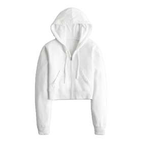 Sudadera con capucha y cremallera recortada para mujer a la moda con bolsillos laterales, sudadera informal a la moda para entrenamiento, ropa de calle, gimnasio, deportes y uso diario - Product Image 1