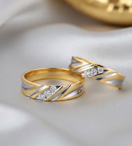 Nhẫn cưới/nhẫn đính hôn vàng nguyên chất 10k 14k 18k đính kim cương, bộ nhẫn đôi dành cho nam nữ - Product Image 1