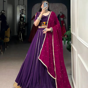 Alta venta tradicional Navratri ESPECIAL PURO rayón Lehenga Choli conjunto Real espejo trabajo Gamthi trabajo para fiesta de mujeres - Product Image 1