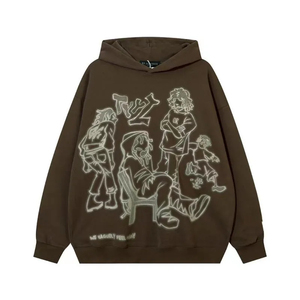 Women's Casual Oversized Heavy Fleece <b>Sweatshirt</b> Long Sleeve Graphic Print Hoodie 3D <b>Embroidery</b> OEM ODM Customized - Product Image 3