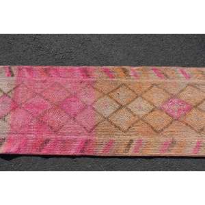 พรมตุรกีวินเทจ22x127ฟุตการเย็บปะติดปะต่อกันสีส้มสีชมพูยางขนสัตว์เหนียวสำหรับห้องนั่งเล่นตกแต่งห้องโถง - Product Image 5