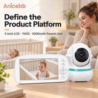 Moniteur vidéo pour bébé OEM 5 pouces FHSS avec unité parentale 5000 mAh, documents CE RED RoHS à consulter, marque à étiquette privée