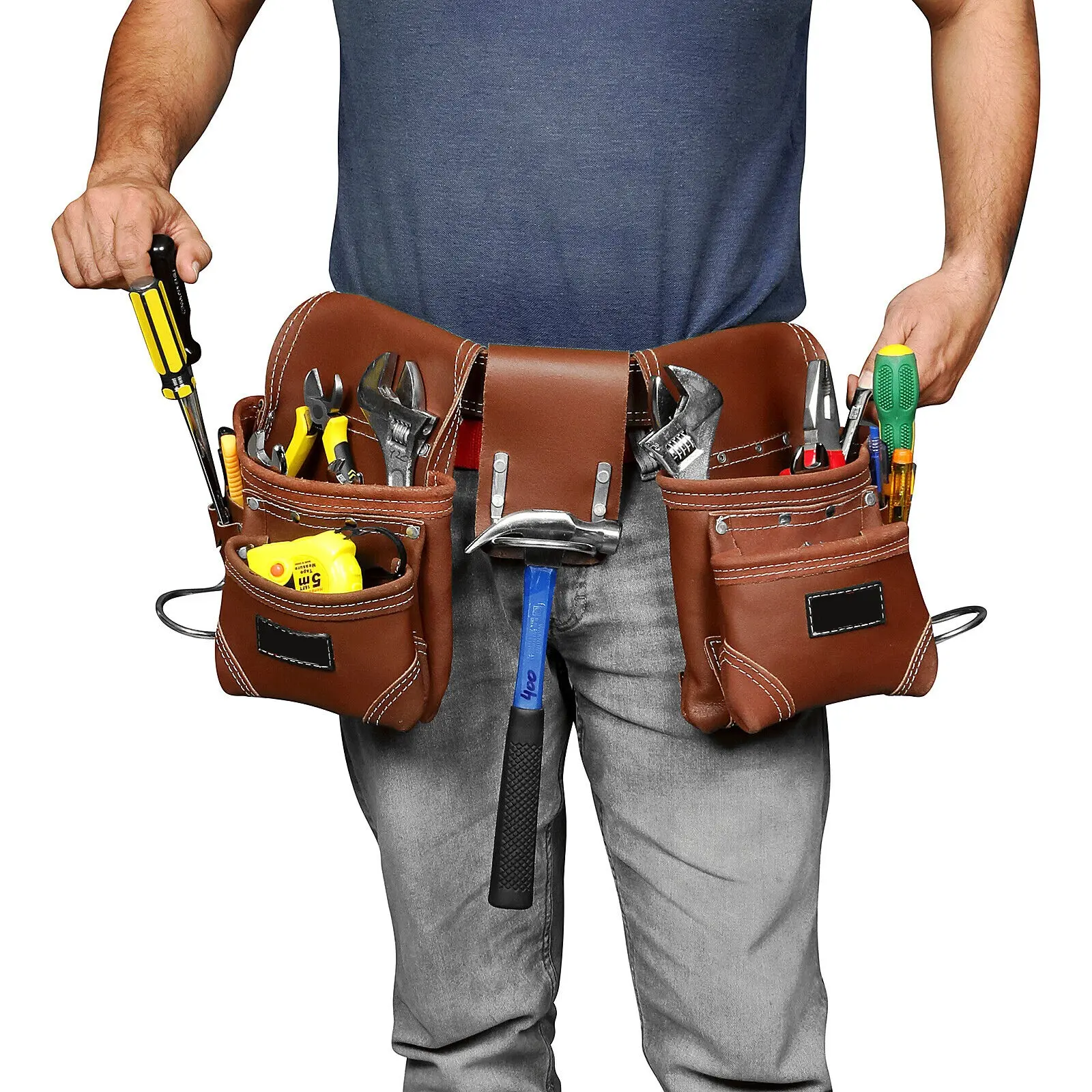 Custom Leather Work Tool Belts Tool holding bags multi pocket carpenter Electrician utility tool waist belts