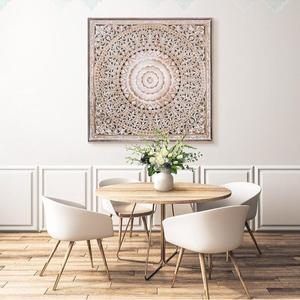 Unique Hand Carved Wooden Wall Panels Featuring Beautiful Hanging Floral Decorations To Enhance Your Home Decor - Product Image 2