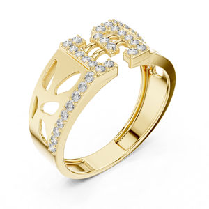 แหวนเพชรทรงกลมสีเหลืองทอง 14K สำหรับผู้หญิง |   เพชรที่เพาะเลี้ยงใหม่ - Product Image 5