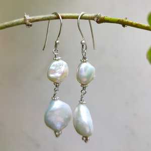 Pendientes Colgantes de Perlas Barrocas, Joyería Boho Hecha a Mano, Plata de Ley, Regalo para Ella en Cumpleaños, Aniversario, Navidad, Día de San Valentín - Product Image 4