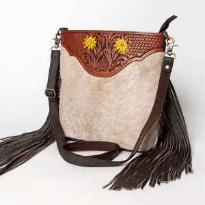 Fur Leather western <b>Bag</b> Women Accessories Cowhide Tooled Fancy <b>Sling</b> <b>Bag</b> At Wholesale Price - Product Image 1