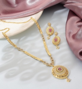 Ad Set de bijoux de formation de pierres, colliers de formage personnalisés, bijoux indiens, bijoux artificiels de luxe bijoux en or Oro Joyeria - Product Image 2