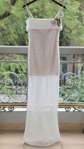 Robe en dentelle florale 3D blanc ivoire de qualité supérieure pour l'été, la plage, les vacances, les stations balnéaires, prête à être expédiée - Product Image 2