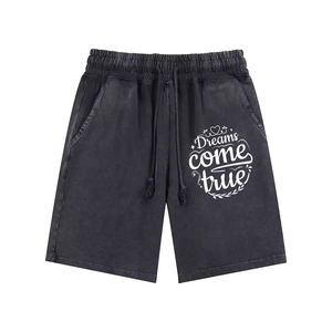 Pantalones cortos atléticos de verano para hombres adultos con lavado ácido, pantalones cortos transpirables con cordón para hombres con logotipo y diseño personalizados - Product Image 1