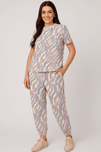 ชุดเสื้อผ้าสองชิ้นสำหรับผู้หญิงใส่ในเมืองเสื้อมีจีบตกแต่งลายพื้นกางเกงใส่ฤดูใบไม้ร่วงฤดูใบไม้ผลิ - Product Image 2