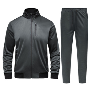 Chándal de Hombre con Cremallera, Fabricado en Poliéster y Algodón, Forro Polar, Diseño Sólido, Transpirable, de Secado Rápido, Informal, Profesional, para Invierno - Product Image 1