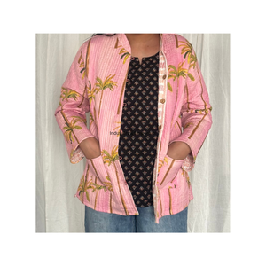 Venta al por mayor Chaqueta de algodón acolchado hecho a mano indio Jaipuri Vintage algodón Kantha chaqueta sin mangas chaqueta reversible de algodón de Palma - Product Image 2