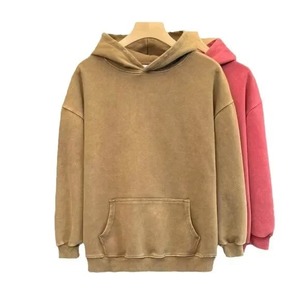 Pure Cotton Hooded Sweatshirt <b>American</b> Style Vintage Solid Color Loose Fit Hooded Sweatshirt Men's Couple <b>hoodie</b> - Product Image 4