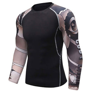 Buena calidad camisas de compresión al por mayor de alta calidad 100 algodón de talla grande de los hombres de impresión por sublimación Rash Guard personalizado - Product Image 2