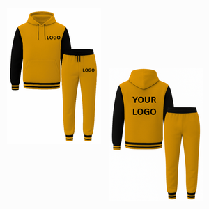 Unisex High Quality Oversized <b>Fleece</b> Solid Breathable Varsity Tracksuit Casual Pull Over Hoodie Jogger Pants Winter Wholesale - Product Image 6