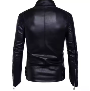 Chaqueta de cuero de moda británica para hombre de alta calidad con cuello levantado - Product Image 2
