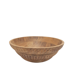 Bol à salade personnalisé de conception classique bol à fruits rond en bois avec base brun polonais bol de service artisanat - Product Image 1