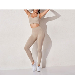 Direct Factory Manufacturer's Custom Made Women's <b>Yoga</b> Sets-Solid Sports Bra Leggings Custom Logo Fabric Options OEM/ODM Options - Product Image 2