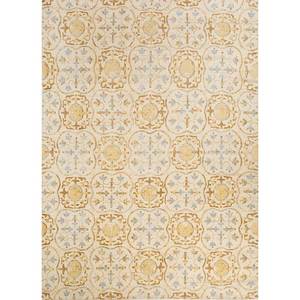 Erbe Ivory Hand Knotted <b>Wool</b> Rug Medallion Pattern for Living Room Decorations Hallway Rectangular Rectangle LVV-3037 (CS-01) - Product Image 1