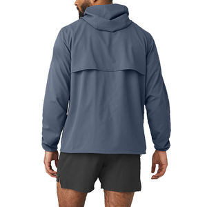 Vestes coupe-vent à fermeture éclair intégrale en nylon personnalisées avec logo tendance pour hommes - Product Image 2