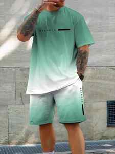 Conjunto de Camiseta y Pantalones Cortos Transpirables Impresos en 3D Personalizados 2025, Conjunto de Pantalones Cortos Casuales y Elegantes de Estilo Urbano para Hombre, 100% Poliéster, Verano - Product Image 5