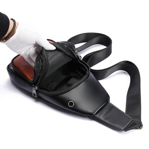 Sac de poitrine minimaliste pour homme, sac à bandoulière en microfibre, cuir synthétique, fermeture éclair, imperméable, usage quotidien, toutes saisons - Product Image 3