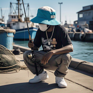 Hip Hop Pescador Sombrero Cubo Streetwear Protección solar Gorra de pesca Hip Hop Jeans Sombrero de cubo al aire libre - Product Image 5