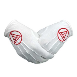 Gants de travail maçonniques blancs 100% coton avec symboles brodés Cadeaux fantaisie - Product Image 3