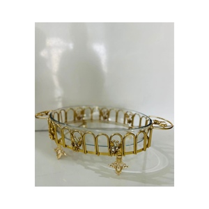 Japanese Wave Oval Presentation <b>Dish</b> Gold Brass Japanese Wave Porcelain <b>Glass</b> Bowls - Product Image 1