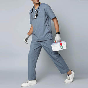 2024 Designs à la mode nouveau style nouveau design extensible col en v gommages médicaux uniformes pour hommes - Product Image 5