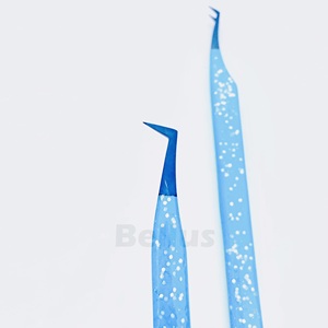 Pince à cils à pointe en fibre bleue 45 Pince à cils à volume droit mince à 90 degrés avec prise forte pour les extensions de greffage - Product Image 5