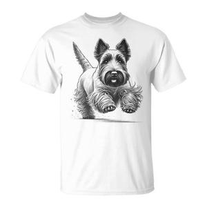 T-shirt promozionale con stampa di un cane Scottish Terrier (Scottie) che corre - Product Image 1