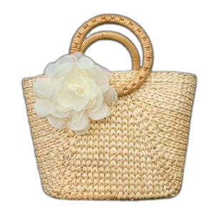 Sac tissé en rotin de bambou brun clair de Style fleur classique Meilleur vendeur Jacinthe d'eau Décoration de vacances Cadeau fabriqué au Vietnam - Product Image 4