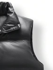 <b>Men's</b> New Arrival Breathable Faux Leather Waist Jacket Custom Puffer Padded <b>Waistcoat</b> <b>Casual</b> Style Sleeveless Vests <b>for</b> Winter - Product Image 5