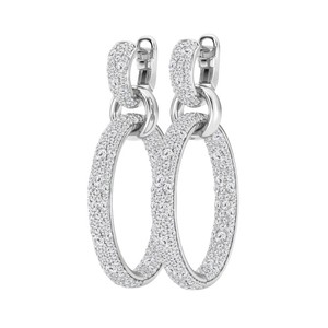 Boucles d'oreilles créoles en or blanc 14K pour femmes Accessoire de bijoux fins luxueux avec diamants ronds de laboratoire 4ct en plaqué or - Product Image 1