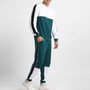 Conjunto Deportivo para Hombre con Bloques de Color, Cuello Redondo, Corte Regular, Informal, para Otoño, 100% Algodón, Sudadera y Pantalones - Product Image 3