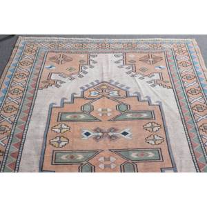 Alfombra clásica de lana azul Beige de 5,4x7,6 pies, diseño de retazos turco hecho a mano, patrón de pasillo Rectangular para sala de estar, dormitorio, látex - Product Image 4