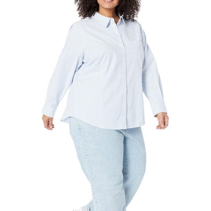 Vente chaude respirant femmes chemises habillées personnalisé Slim Fit boutons plaine manches longues solide motif vêtements d'été chemises - Product Image 5