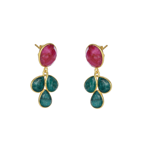 ลูกแพร์ย้อมสีมรกต & อัญมณีทับทิมขนาด18K ชุบทอง925สเตอร์ลิงคลาสสิกของขวัญสำหรับปาร์ตี้ต่างหูแฟชั่น - Product Image 4