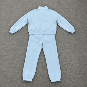Survêtement pour femmes surdimensionné 100% coton avec fermeture éclair, logo imprimé en 3D personnalisé, ensemble 2 pièces, survêtement d'hiver uni et lourd - Product Image 3