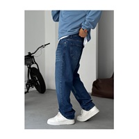 Jean en denim pour homme respirant et lavable, style hiver-automne, tissé, délavé, coupe large, décontracté, sportif, streetwear, 100 % coton