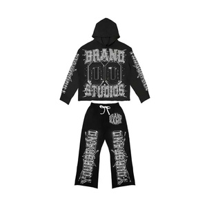 เสื้อวอร์มผ้าฝ้าย100% เต็มตัวแห้งเร็วพิมพ์ลายพลอยเทียมระบายอากาศได้ดีใส่ได้ทั้งชายและหญิงเสื้อผ้าขนาดใหญ่สำหรับฤดูหนาว - Product Image 3